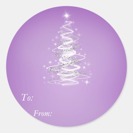 Kerstboom Paarse Sticker - Aan:, Van: (Voorkant)