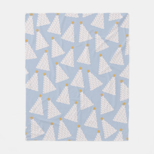 Kerstboom patroon blauw fleece deken