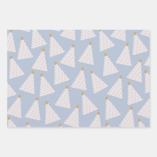 Kerstboom patroon blauw inpakpapier vel (Voorkant)