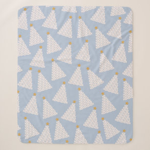 Kerstboom patroon blauw sherpa deken