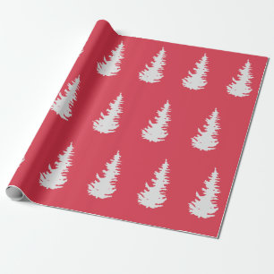 Kerstboom Patroon Elegant Rood Wit Gift Cadeaupapier