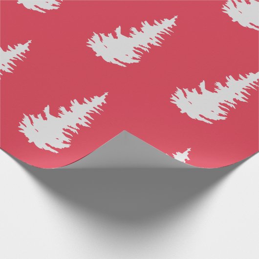 Kerstboom Patroon Elegant Rood Wit Gift Cadeaupapier (Hoek)