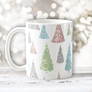 Kerstboom Patroon Elegante glitter pastel Koffiemok