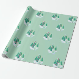 Kerstboom Patroon in de groene achtergrond Cadeaupapier