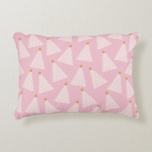 Kerstboom patroon roze accent kussen