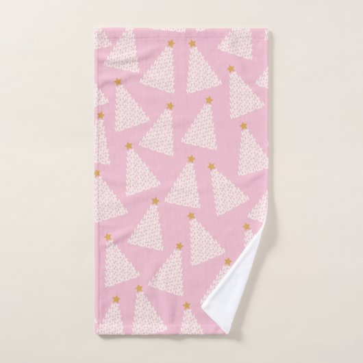 Kerstboom patroon roze bad handdoek (Handdoek)