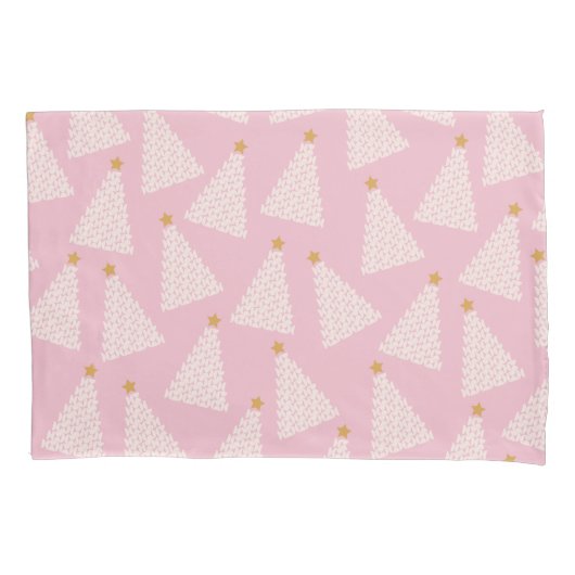 Kerstboom patroon roze kussensloop (Voorkant)