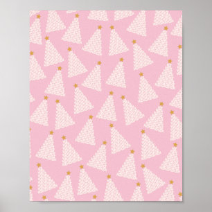 Kerstboom patroon roze poster