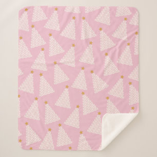 Kerstboom patroon roze sherpa deken