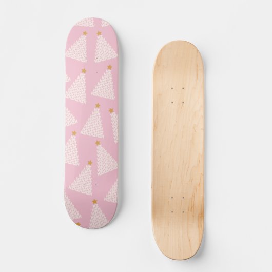 Kerstboom patroon roze skateboard (Voorkant)