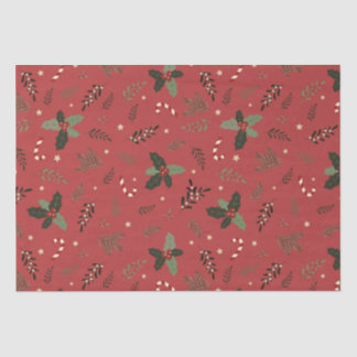 Kerstboom Pine Branch Holly Berry Mistletoe Tissuepapier