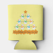 Kerstboom piramide gemaakt van Kerstmis sneeuwpopp Blikjeskoeler (Achterkant)