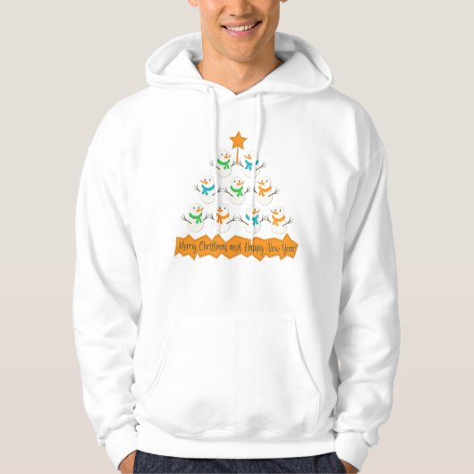 Kerstboom piramide gemaakt van Kerstmis sneeuwpopp Hoodie (Voorkant)