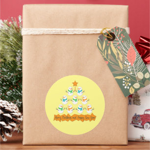 Kerstboom piramide gemaakt van Kerstmis sneeuwpopp Ronde Sticker