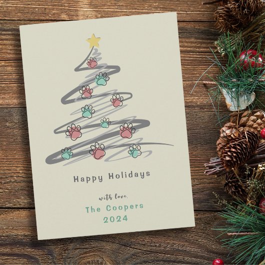 Kerstboom Pootafdruk Ornament Kerstkaart