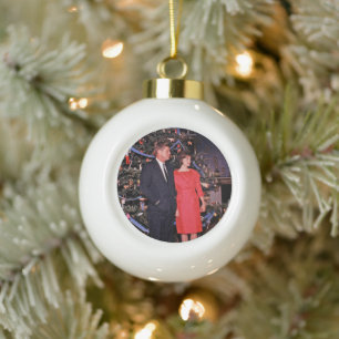Kerstboom President John Kennedy & Jacqueline Keramische Bal Ornament