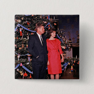 Kerstboom President John Kennedy & Jacqueline Vierkante Button 5,1 Cm