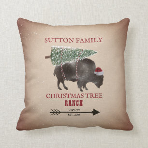 Kerstboom Ranch Buffalo Bison Arrow Santa Kussen
