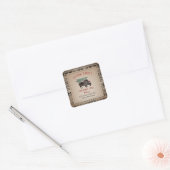 kerstboom Ranch Santa Bison Burlap Vierkante Sticker (Envelop)