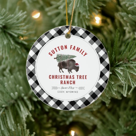 Kerstboom Ranch Santa Buffalo Pset Pattern Keramisch Ornament (Boom)