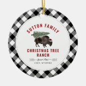Kerstboom Ranch Santa Buffalo Pset Pattern Keramisch Ornament (Voorkant)