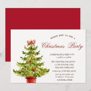 Kerstboom, Red Corporate Kerstparty Kaart