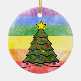 Kerstboom | Regenboog Ornament | Naam en jaar