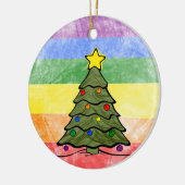 Kerstboom | Regenboog Ornament | Naam en jaar (Links)