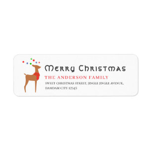 Kerstboom & Rendier Eenvoudig Retouradres Etiket
