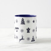 Kerstboom, rendieren, engelen en sneeuw mok (Midden)