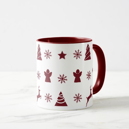 Kerstboom, rendieren, engelen en sneeuw mok (Voorkant rechts)