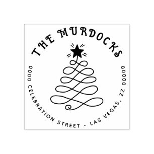 Kerstboom retour adres zelf-inking Custom Rubberstempel