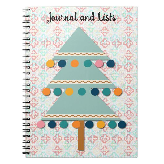Kerstboom Retro Art Journal en lijsten Spiral Notitieboek (Voorkant)