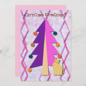 Kerstboom  Retro Kat Vakantie Kaart (Voorkant / Achterkant)
