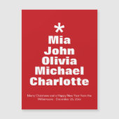 Kerstboom rode, aangepaste namen magnetische kaart (Voorkant)