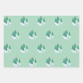 Kerstboom Rode Auto Patronen Tree Waterverf Inpakpapier Vel