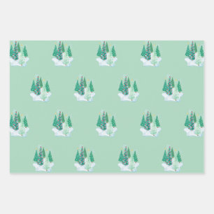 Kerstboom Rode Auto Patronen Tree Waterverf Inpakpapier Vel