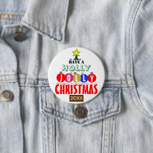 Kerstboom Rode Blauwe Gouden Ornamenten Ronde Button 7,6 Cm