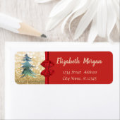 kerstboom, rode bob, gouden glitterbok etiket (Insitu)