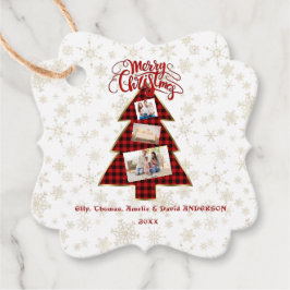 Kerstboom Rode Buffalo Goud Foto Prettig Kerstfees Bedankjes Labels