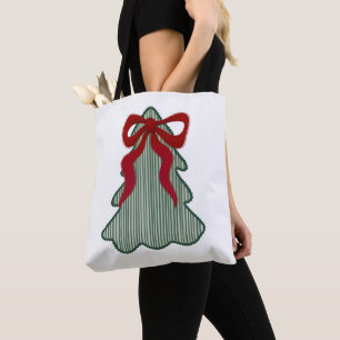 Kerstboom Rode Strik Handgetekend Coquette Draagtas