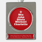 Kerstboom rode witte standaardnamen verzilverd banner ornament (Voorkant)