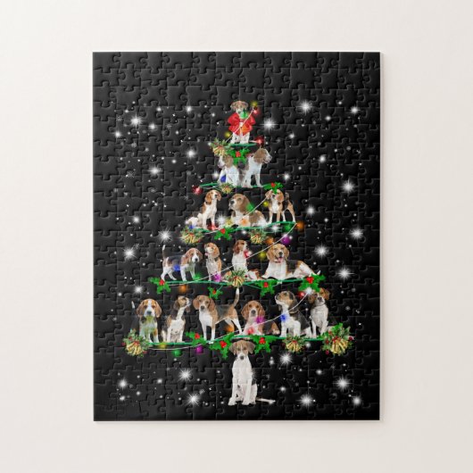 Kerstboom rond de beugel, bedekt door vlieglicht legpuzzel (Verticaal)