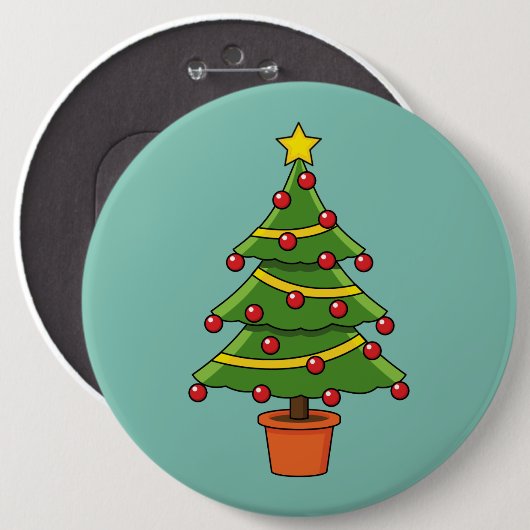 kerstboom ronde button 6,0 cm (Voorkant /achterkant)