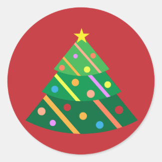 kerstboom ronde sticker