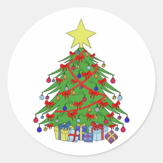 kerstboom ronde sticker (Voorkant)