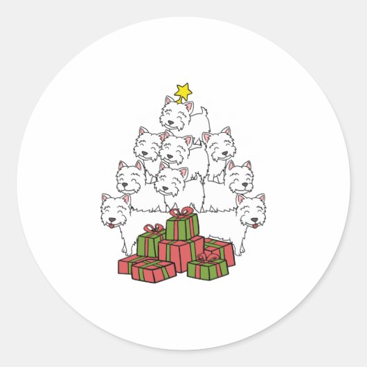 kerstboom ronde sticker (Voorkant)