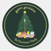 Kerstboom  ronde sticker (Voorkant)