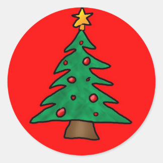 kerstboom ronde sticker