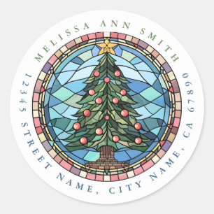 Kerstboom Ronde Stickers